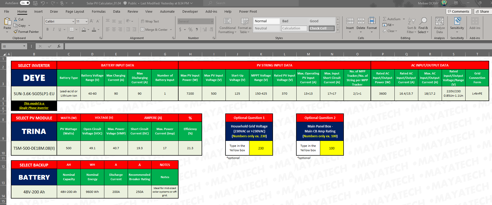 ULTIMATE SOLAR PV EXCEL CALCULATOR - Image 2