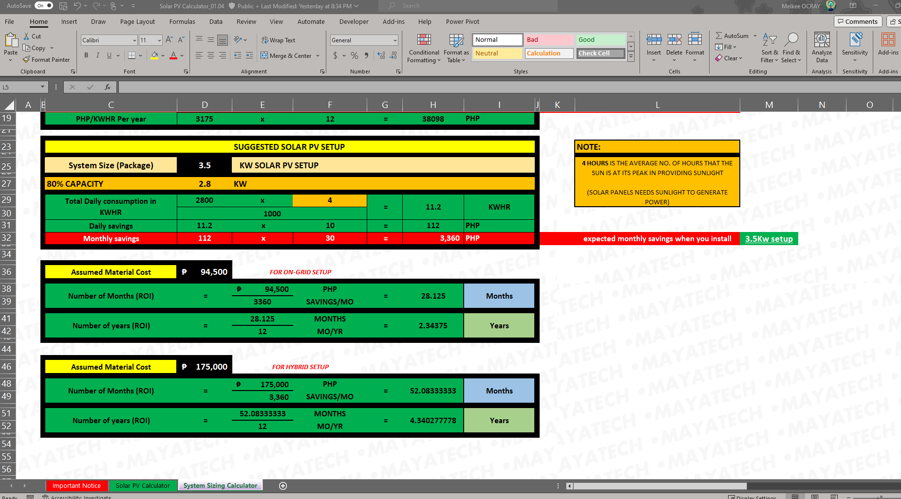 ULTIMATE SOLAR PV EXCEL CALCULATOR - Image 8